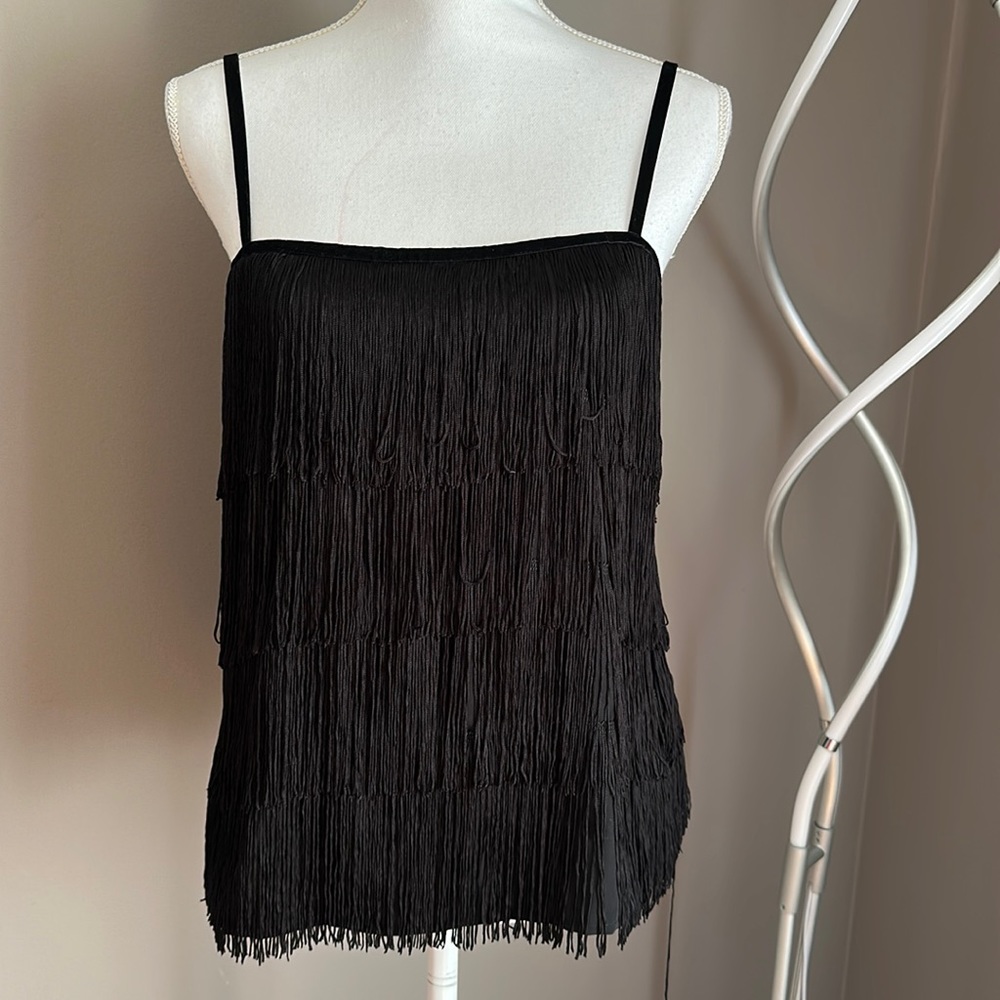 Lauren Ralph Lauren fringe tank top side zipper top size small 6